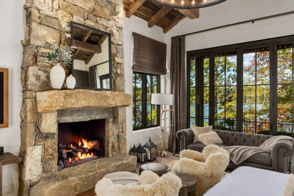master bedroom with fireplace