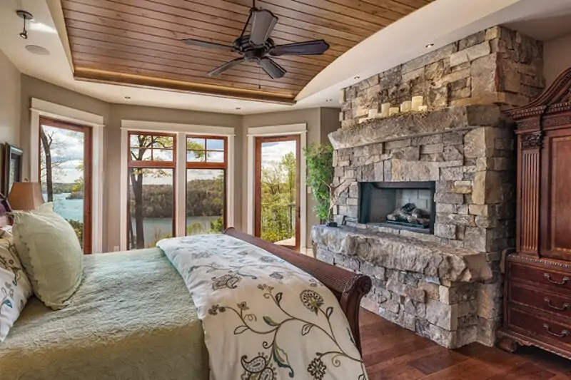 Bedroom with Fireplace and View