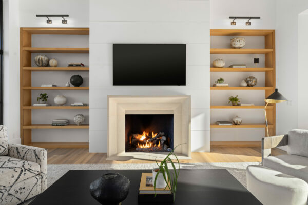 living room with fireplace