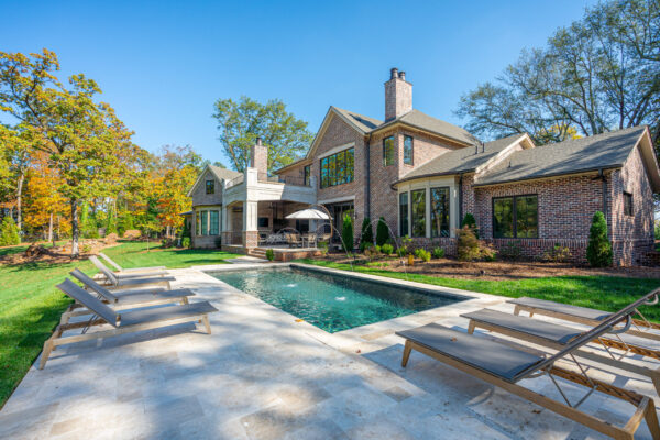 Pool and back exterior of Downtown Greenville Residence