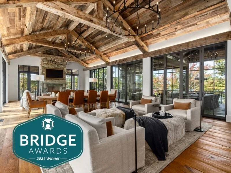 Bridge awards feature showing off The Reserve at Lake Keowee XVI living room