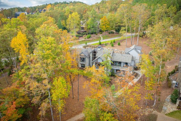 The Cliffs at Keowee Falls South V rear exterior from a drone shot