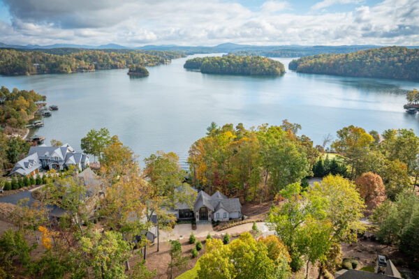 The Cliffs at Keowee Falls South V front exterior from a drone shot