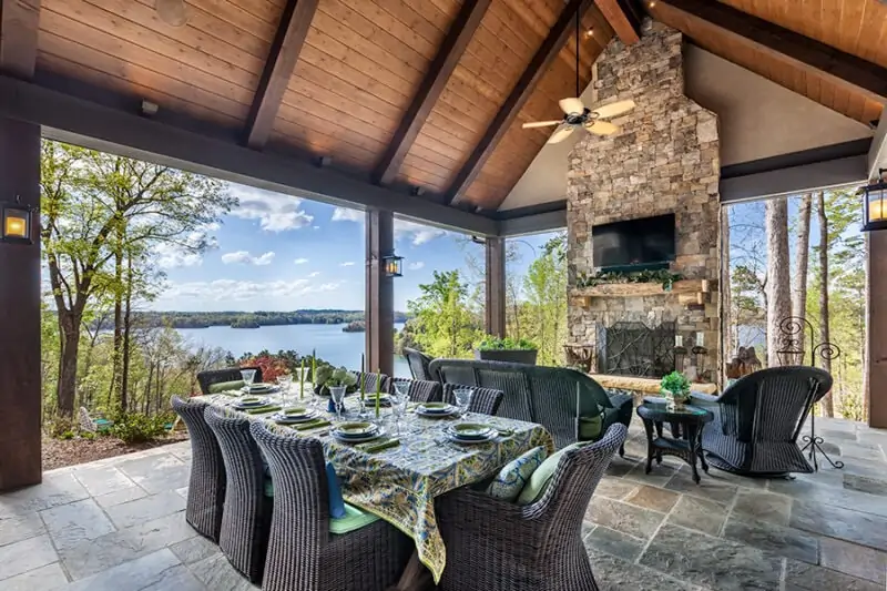 Outside Dining Table and TV Area with a View