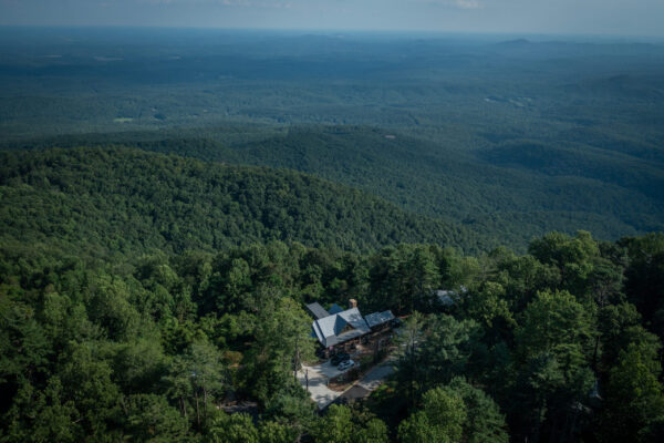 exterior drone image of home