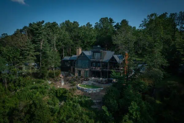 exterior drone image of home