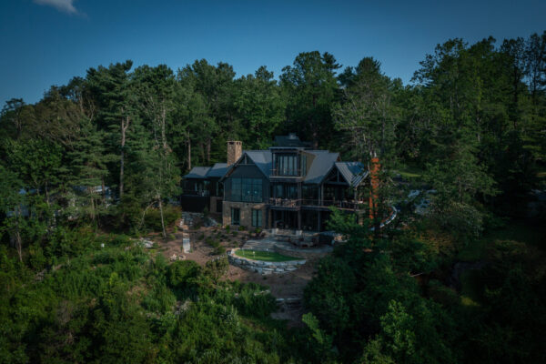 exterior drone image of home