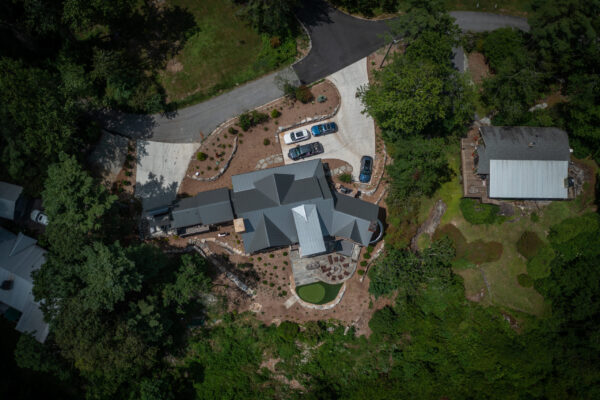 exterior drone image of home