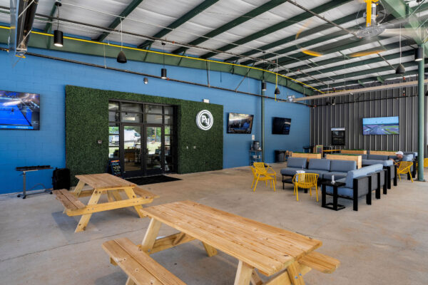 outdoor seating area at the pickleyard