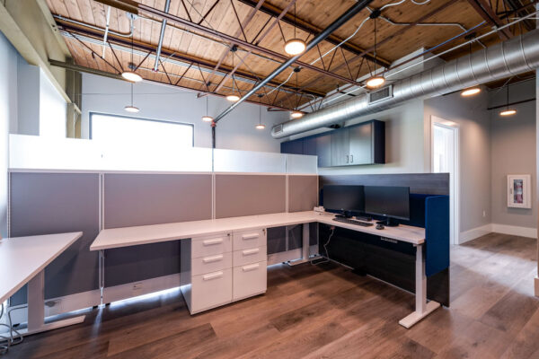 interior office space remodel of Blair | Cato - desk area