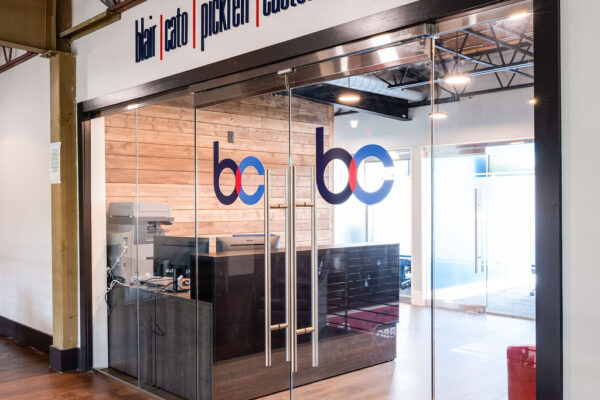 interior office space remodel of Blair | Cato - front doors