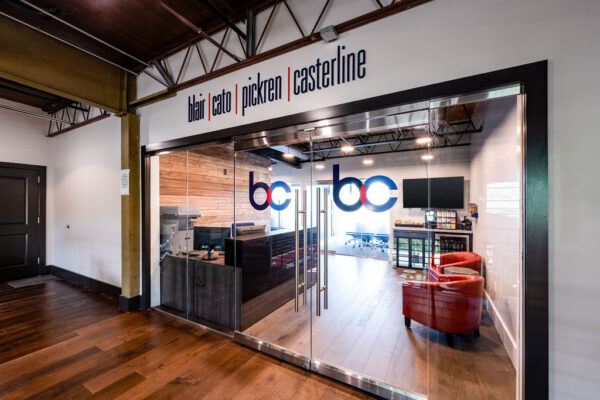 interior office space remodel of Blair | Cato - front doors