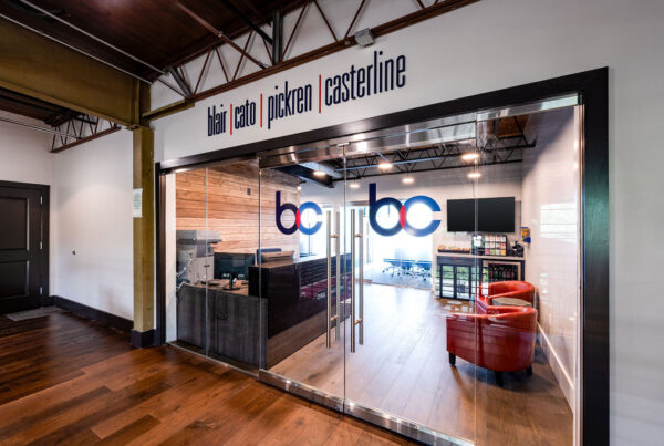 interior office space remodel of Blair | Cato - front doors
