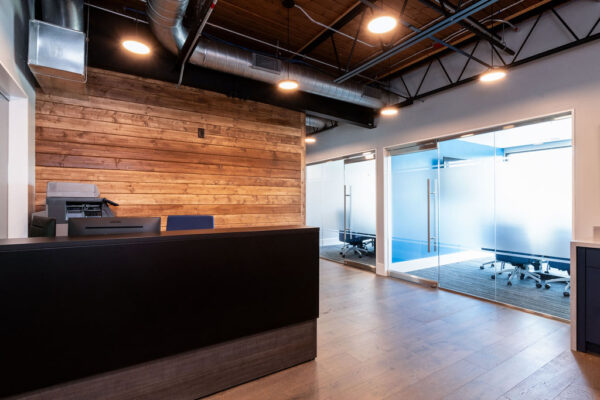 interior office space remodel of Blair | Cato - reception area