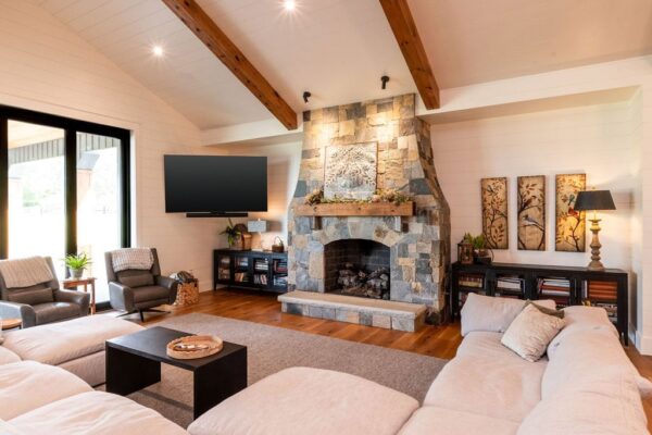 Upstate Barndominium fireplace