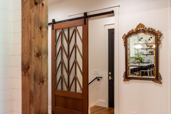 Upstate Barndominium sliding wood door