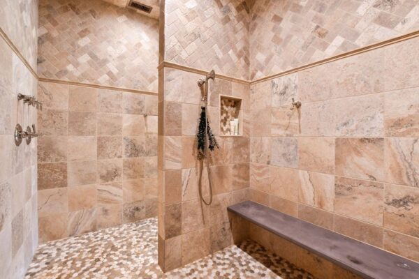 Upstate Barndominium stone shower