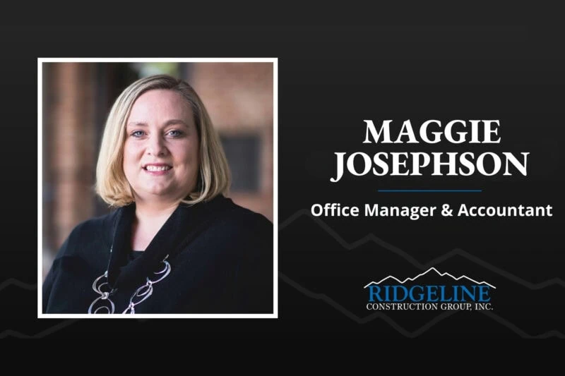 A graphic with Maggie Josephson's headshot that says "Maggie Josephson; Office Manager & Accountant"