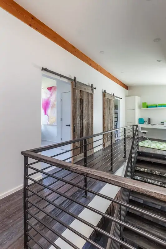 Upstairs Barn Doors and Office Area