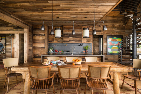kitchen bar area in cabin home