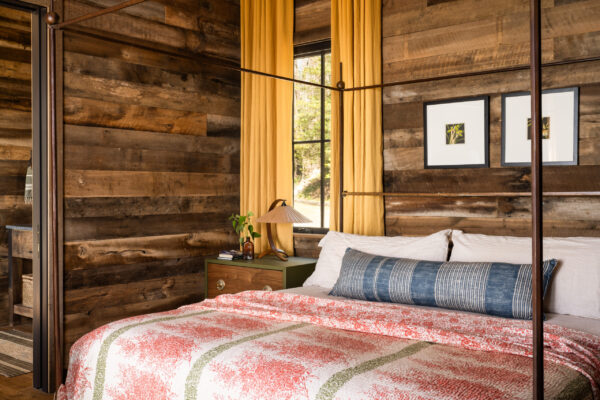 hanging bed in cabin home