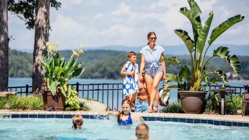 family at the pool