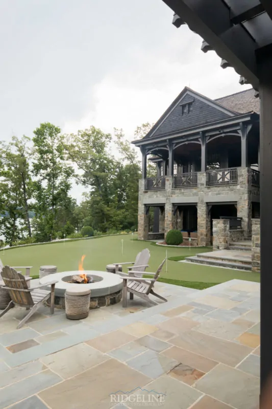 the cliffs mansion with putting green and firepit