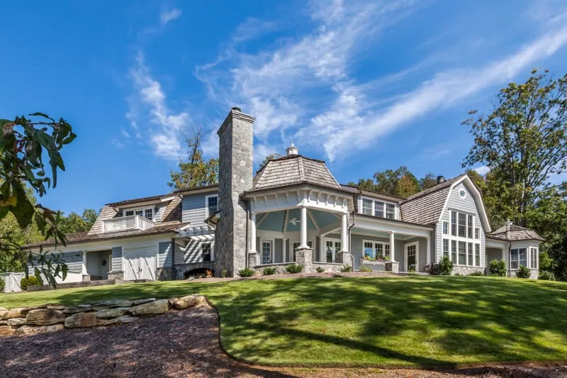 back exterior of lake house