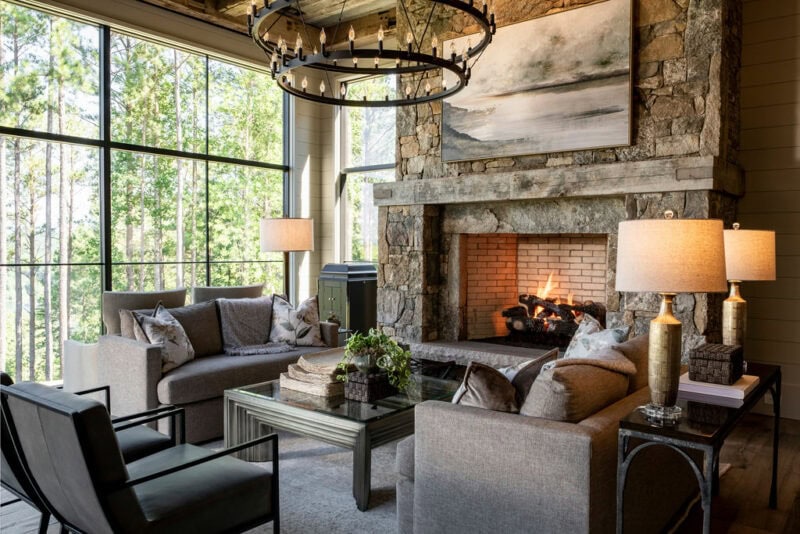 stone fireplace