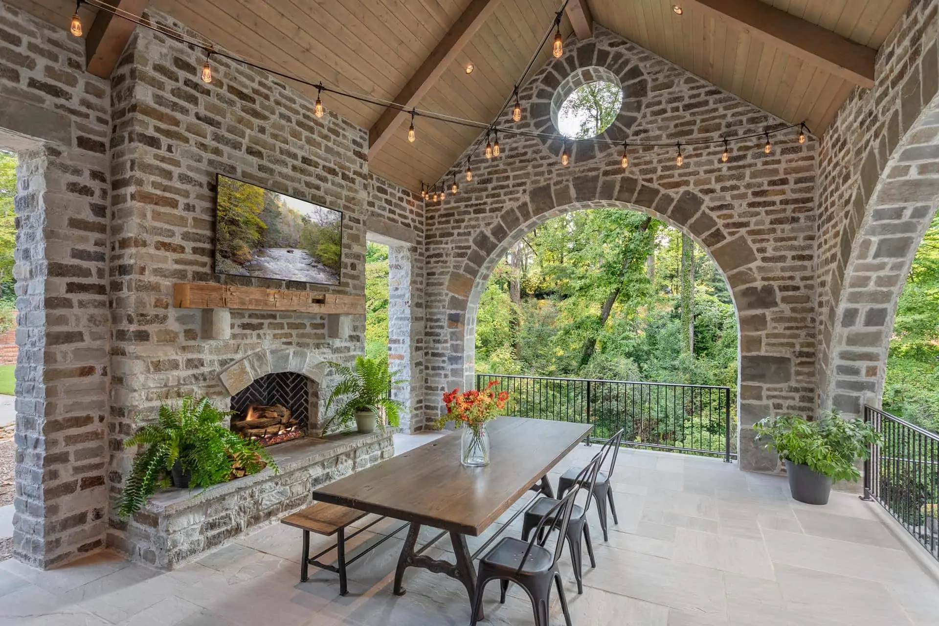 Outside Dining Table and TV Area with a View