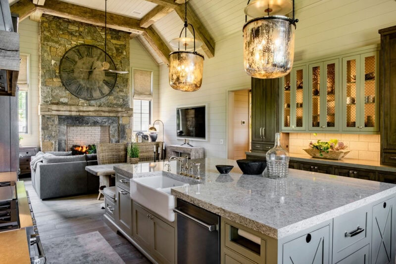 Living room with fireplace