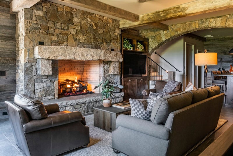 living room with fireplace