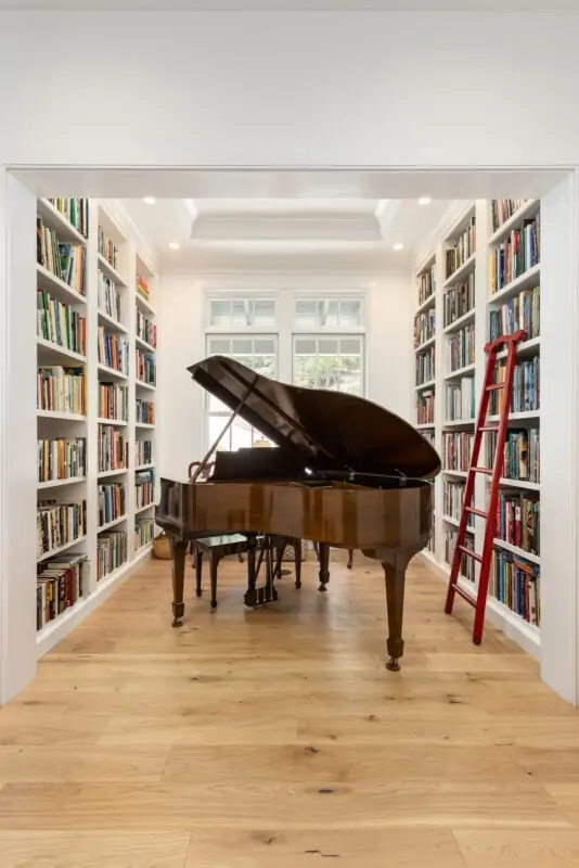 Piano and Book Shelves