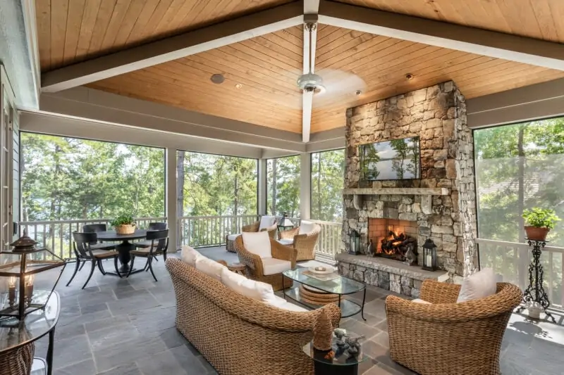 Outside Dining Table and TV Area with a View